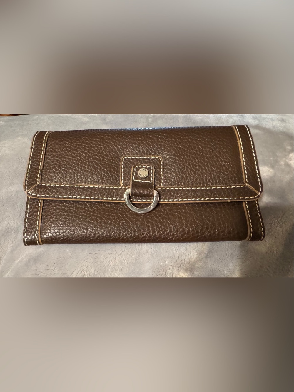 Tommy Hilfiger Brown Leather Wallet with Silver Ring Detail
